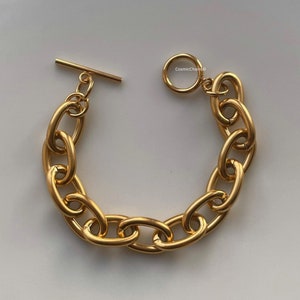 Chunky Chain Choker Gold Chunky Chain Necklace Thick Link Chain Necklace Gold Toggle Necklace image 5