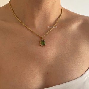 Emerald Green Necklace Emerald Pendant Necklace Gold Emerald Pendant Green Emerald Necklace Vintage Emerald Necklace image 7