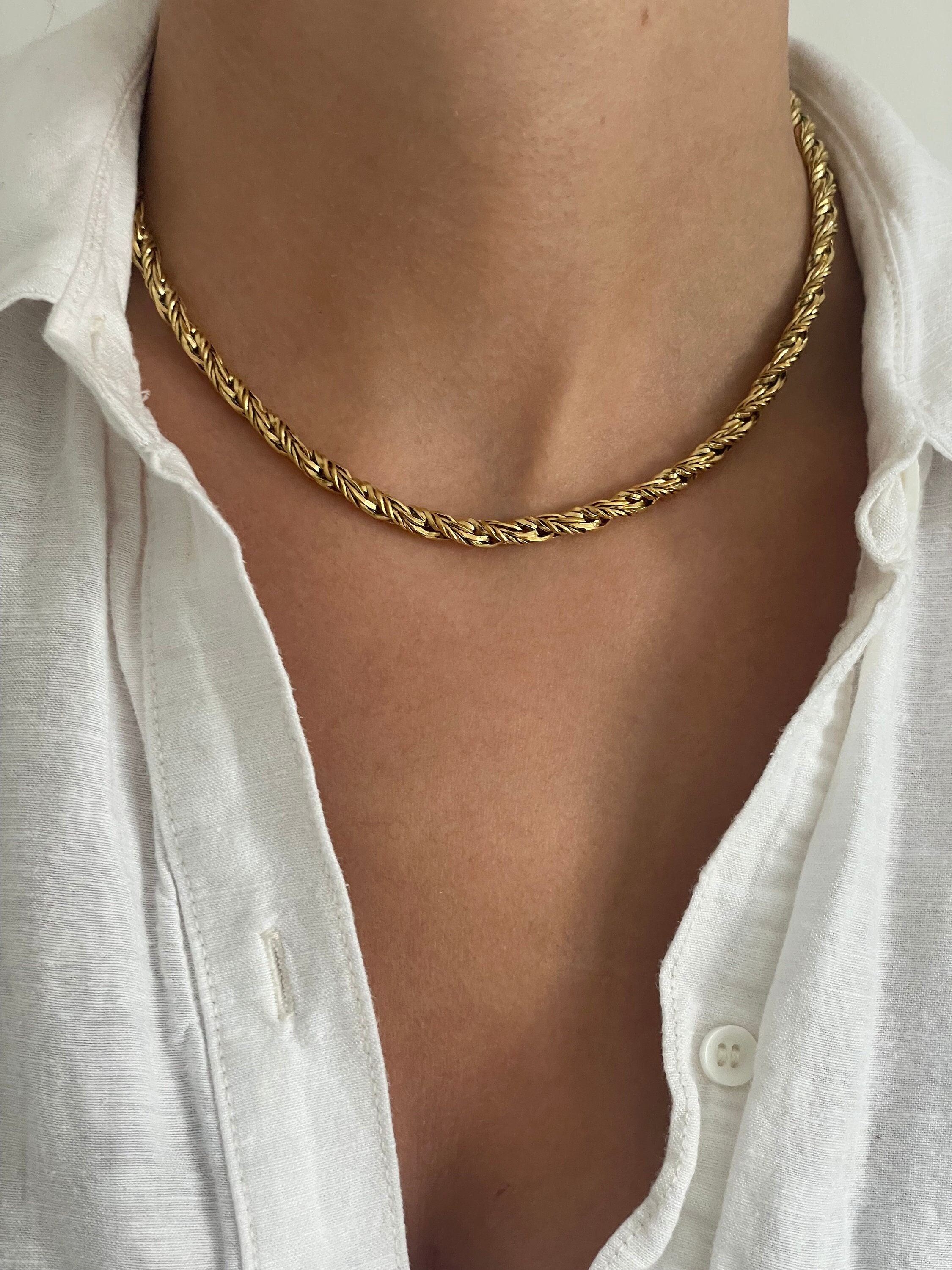 Hip Hop 18K Gold Plated Stainless Steel 8mm Thick Twisted Rope Chain Choker  Necklaces for Women - China Stainless Steel Jewelry and Chain Necklace  price | Made-in-China.com