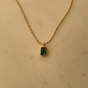 Tiny Ball Necklace Green Emerald Necklace Waterproof Necklace Vintage Emerald Necklace Dainty Gem Necklace image 9