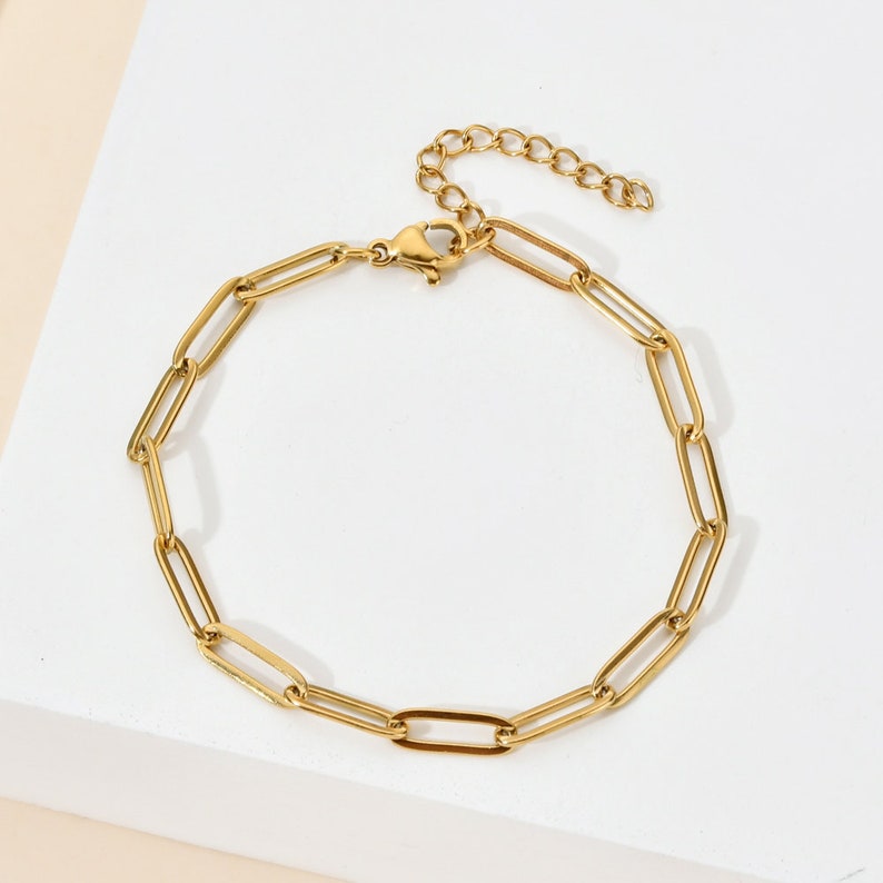 Paperclip Bracelet Small Chain Bracelet Cuban Link Bracelet Gold Chain Bracelet Multi Chain Bracelet Simple Gold Bracelet image 7