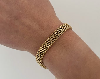 Gold Woven bracelet - Retro Bracelet - gold mesh bracelet - Chunky Vintage Bracelet - Art Deco Bracelet Vintage - Golden Bracelet