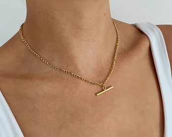 T Bar Necklace T Bar Chain Gold Chain Necklace Gold Chain Choker
