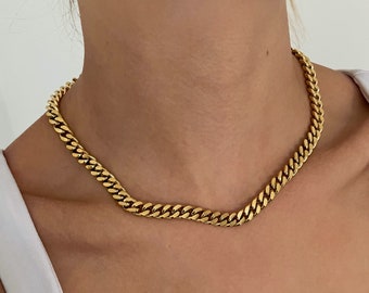 Chunky Choker Necklace - Chunky Chain Choker - Big Gold Necklace -