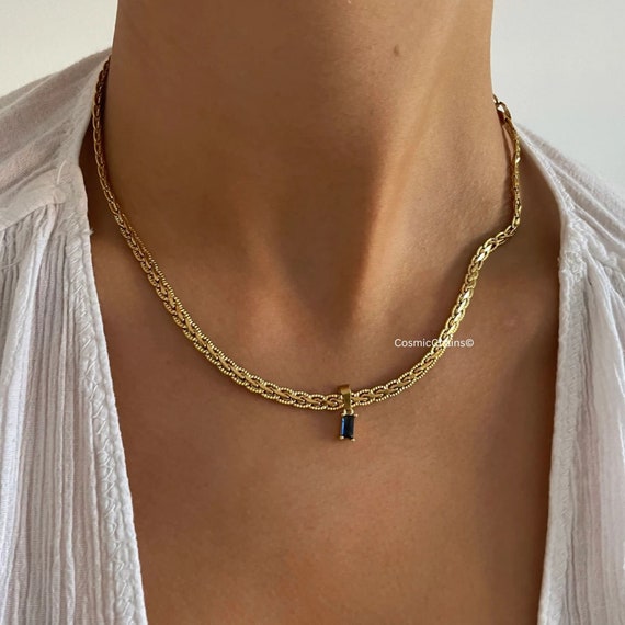 Thick flat store gold necklace