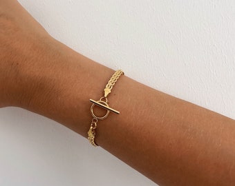 Delicate Gold Bracelet -Toggle Clasp Bracelet -Simple Gold Chain - Gold Bracelet - T bar bracelet