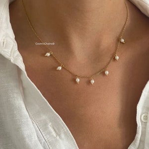 Real Pearl Necklace - Delicate pearl Necklace - Genuine Pearl Necklace - Dainty Pearl Necklace - Gold Pearl Choker