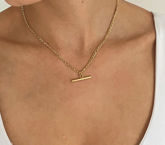 9 Carat Gold T-Bar Curb Albert Necklace | Simply Be