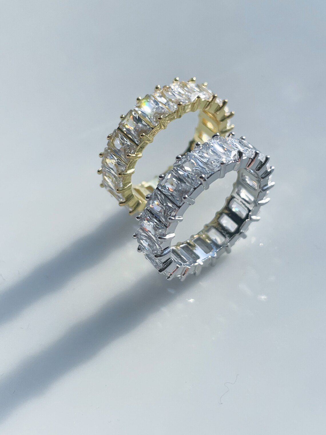 Vintage baguette Ring Stackable Ring Set Crystal Baguette Etsy