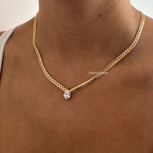 Thick Gold Choker - Waterproof Necklace - 18k Gold Chain Necklace - Gold Snake Chain