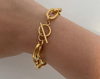 Gold Chunky Bracelet -  Large Link Chain - Gold Chunky Bracelet - Chunky Link Chain - Cuban Link Bracelet - Statement Bracelet