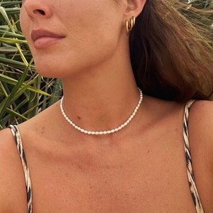 Pearl Necklace - Small Pearl Necklace - Gold Pearl Choker - Single Pearl Choker - Pearl Choker - Single Pearl Necklace Gold