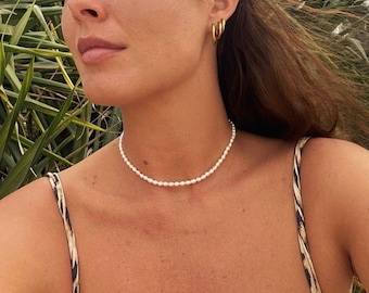 Pearl Necklace - Small Pearl Necklace - Gold Pearl Choker - Single Pearl Choker - Pearl Choker - Single Pearl Necklace Gold