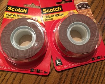 2 Rolls Scotch Outdoor Double Sided Mounting Tape 1" x 60" Each