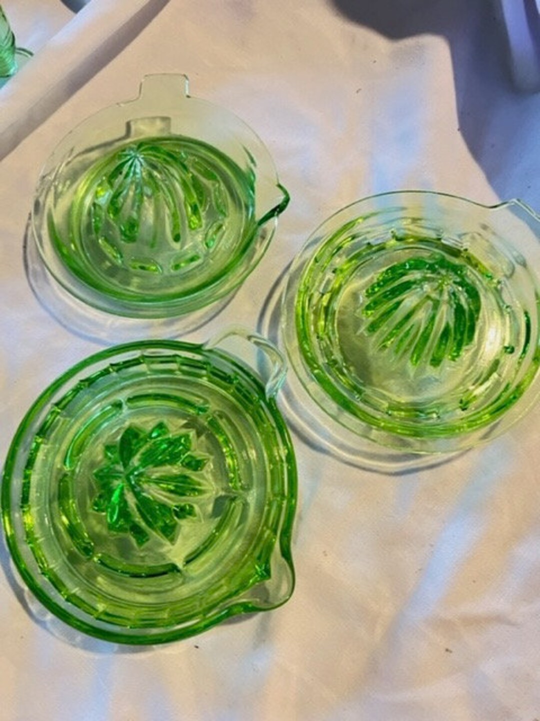 3 Depression Glass Juice Reamers Different Patterns ALL Etsy