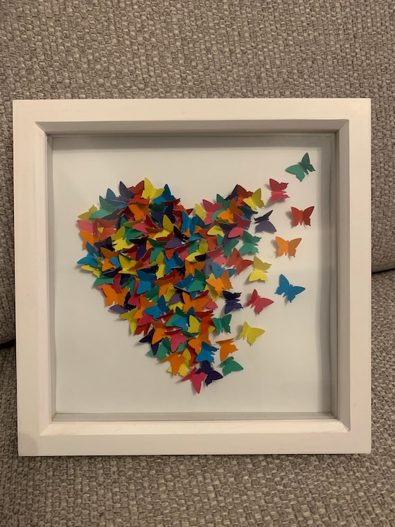 3D Butterfly Heart Framed Wall Art Anniversary Valentine Etsy