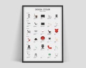 Danish Design chairs poster, Scandinavian poster, Scandinavian living, Danish furniture poster, Finn Juhl, design chairs, Vintage chairs