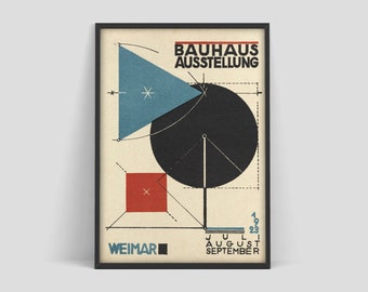 Affiche Bauhaus Weimar Austellung, Weimar 1923, Bauhaus Exposition, Herbert Bayer, Bauhaus Print, Walter gropius, Bauhaus Architecture