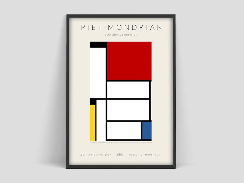 Piet Mondriaan poster, Piet Mondriaan art print, Mondriaan poster, Abstract art print, Abstractionism, Cubism, Museum of Modern Art image 1