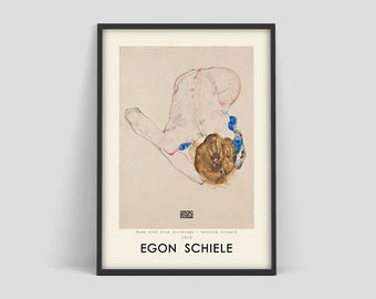 Egon Schiele poster, Seated woman with Blue Stockings, Egon Schiele print, Schiele art exhibition, Egon Schiele sketch, Schiele drawing