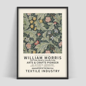 William Morris poster, William Morris Exhibition poster, Flower pattern, Flower poster, Art Print