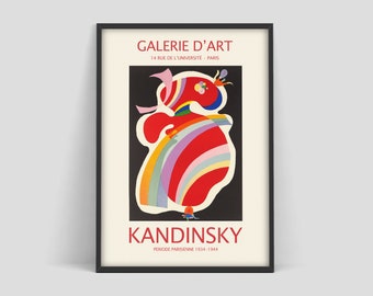 Wassily Kandinsky Poster, art Exhibition Poster, Kandinsky Galerie d'art, Parijs 1969, Museum Art Print, Abstract art, Exhibition Wall Art