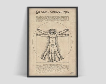 Da Vinci Vetruvius Man poster, Vintage museum poster, Leonardo Da Vinci poster, Da Vinci print, Vetruvius Man, Vintage print