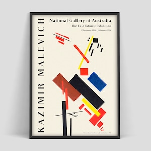 Kazimir Malevich poster, Last futurist exhibition , Kazimir Malevich Exhibition poster, minimalistic art, Modern art poster, Art print