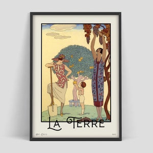 George Barbier La Terre poster, Vintage Museum Art, French art, Art Deco print, French art, mid century art poster, Art Nouveau poster