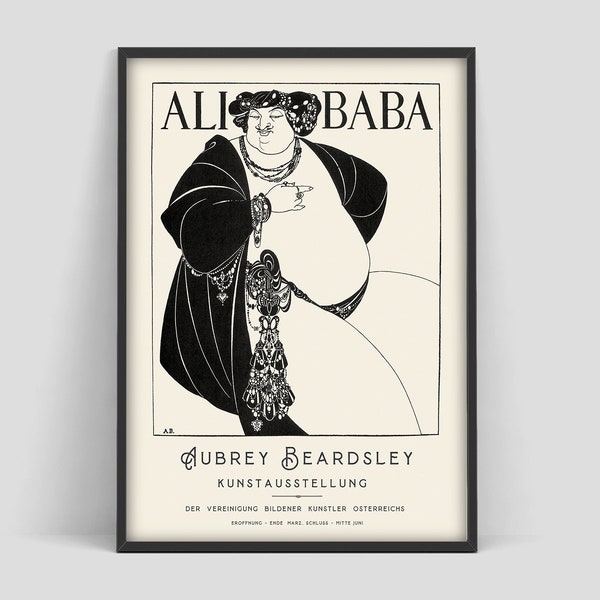 Beardsley Alibaba Poster, Aubrey Beardsley Alibaba, Aubrey Beardsley Druck, Jugendstil-Plakat, französische Kultur