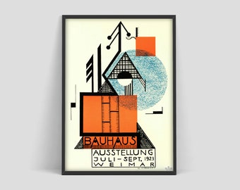 Affiche du Bauhaus, Weimar 1923, tirage de l'exposition Bauhaus, affiche Herbert Bayer, impression Bauhaus, Walter gropius, affiche d'exposition d'art Bauhaus