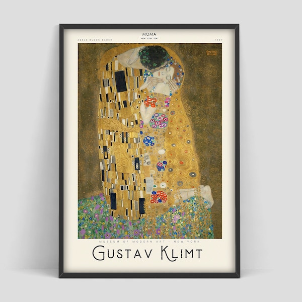 Cartel de Gustav Klimt, Gustav Klimt El Beso, Klimt El Beso, Impresión de Gustav Klimt, Cartel de la Exposición, impresión de arte