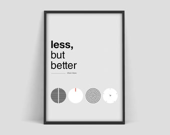 Dieter Rams Affiche, Moins mais mieux, Design Quotes, Dieter Rams Print, Braun Poster, Dieter Rams Braun print, Braun art