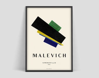 Kazimir Malevich poster, Malevich Suprematist 48 , Kazimir Malevich Exhibition poster, minimalistic art, Modern art poster, Art print