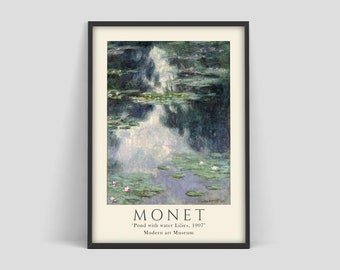 Claude Monet Water lillies Poster, exposition d’art Affiche, Claude Monet Print, Exposition d’art imprimé, Estampe d’art