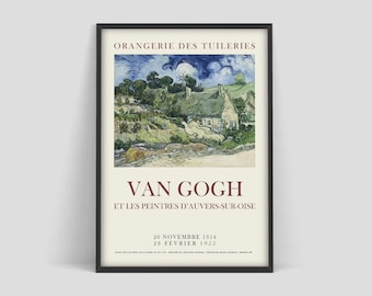 Vincent van Gogh, Original Français Exposition Affiche "Van Gogh Et Les Peintres d'Auvers-Sur-Oise" à l'Orangerie des Tuileries, 1954