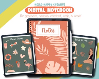Boho Digitales Notizbuch Goodnotes - Digitales Journal - Digitales Tagebuch - Grid Journal Goodnotes - Digitale Notizen Aufkleber - Digitaler Notizblock