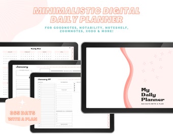 Rosa Minimalistischer Digitaler Tagesplaner/Tagesplan/Digitaler Tagesplaner Notizblock/Digitaler Planer Tagesplaner/Simple, Minimal, iPad, Goodnotes