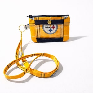 Handmade Steelers ID Wallet: 3-Compartment Lanyard & Wristlet