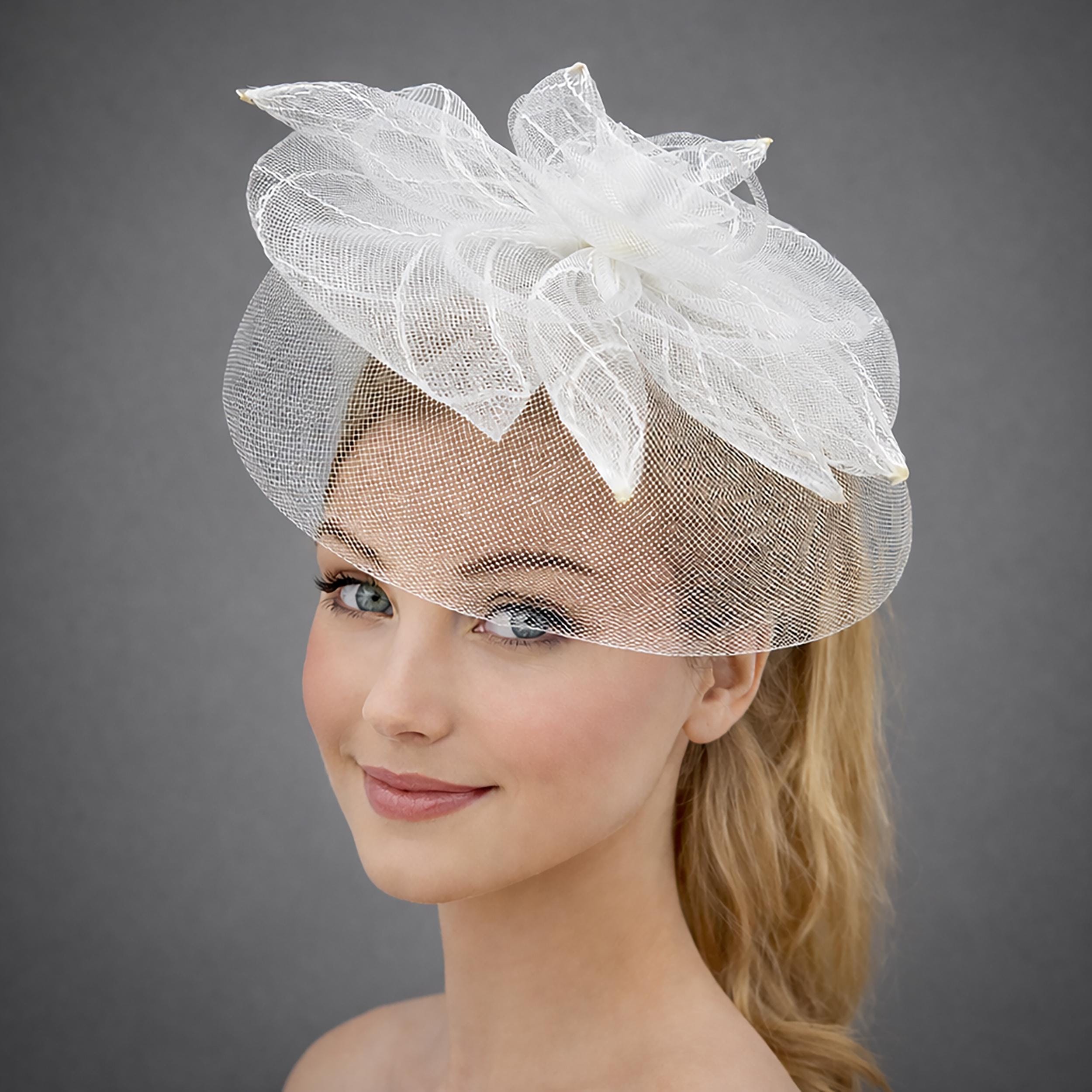 Vintage White Rose Floral Pillbox Hat Wedding Cap Event Elegant Dainty Occasion Fascinators Hats 20s 50s Pillbox Hat Cocktail Tea Party for  main image 3