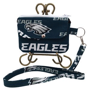 Cartera porta credencial de los Philadelphia Eagles / Cartera con cordón para identificación de los Eagles / Cartera porta credencial de los Eagles con 3 compartimentos / Cartera porta credencial con cordón