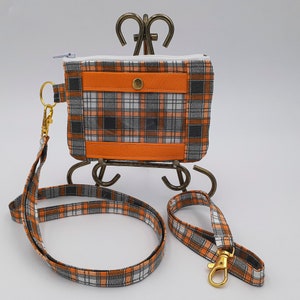 Porta credencial de identificación de tres compartimentos escocés / Cartera para credencial a cuadros escoceses / Cartera porta credencial escocés / Porta credencial de identificación delgado