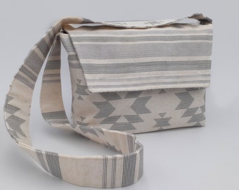 Designer Aztec White Crossbody Bag| Custom Handmade Aztec White Crossbody Bag | Designer Crossbody Shoulder Bag | Ships Immediately!