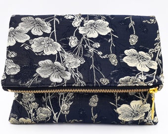 Seraphina Midori Gold Floral Metallic Brocade Foldover Clutch | Gold Floral Clutch Bag | Seraphina Midori Clutch | Ships Immediately!