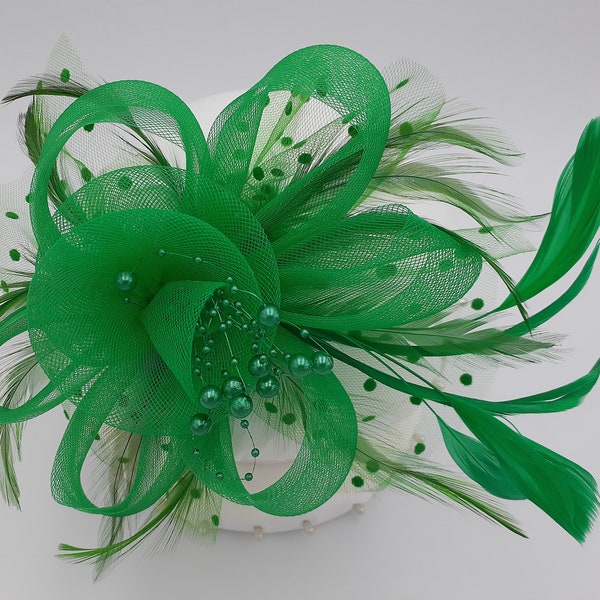 Blue, Green, and Black Chic Fascinator Hats | Feathered Sequin Fascinator Hats | Elegant Fascinator Hats | Ship Immediately!