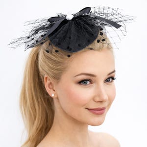 Black Pearl Fascinator - Etsy display picture 3