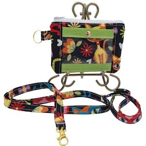 Cartera de identificación compacta con 3 compartimentos Cats Galore, cartera para identificación con correa de muñeca, porta credencial para amantes de los gatos, porta credencial para amantes de los gatos