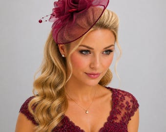 Ruby Rose Mesh Fascinator | Elegant Derby Hat | Wedding | Tea Party Headpiece Women