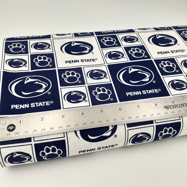 Penn State Cotton Fabric. PSU Cotton Print Fabric. Penn State Block Print 100% Cotton Fabric.  Orders Ship Immediately!