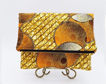 Metallic Gold Foldover Clutch Bag: Designer Crossbody with Strap